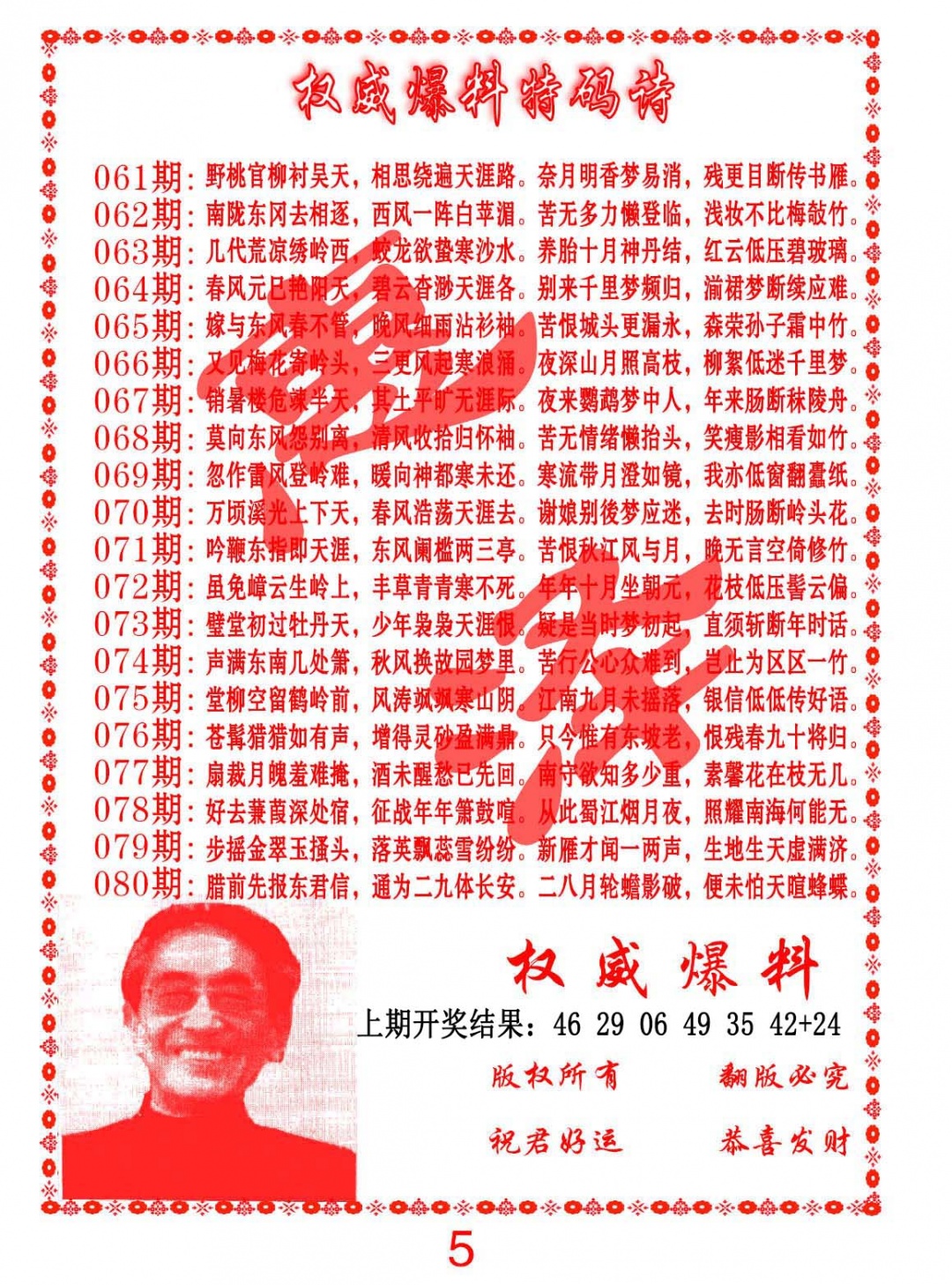 063期权威爆料特码诗[图]