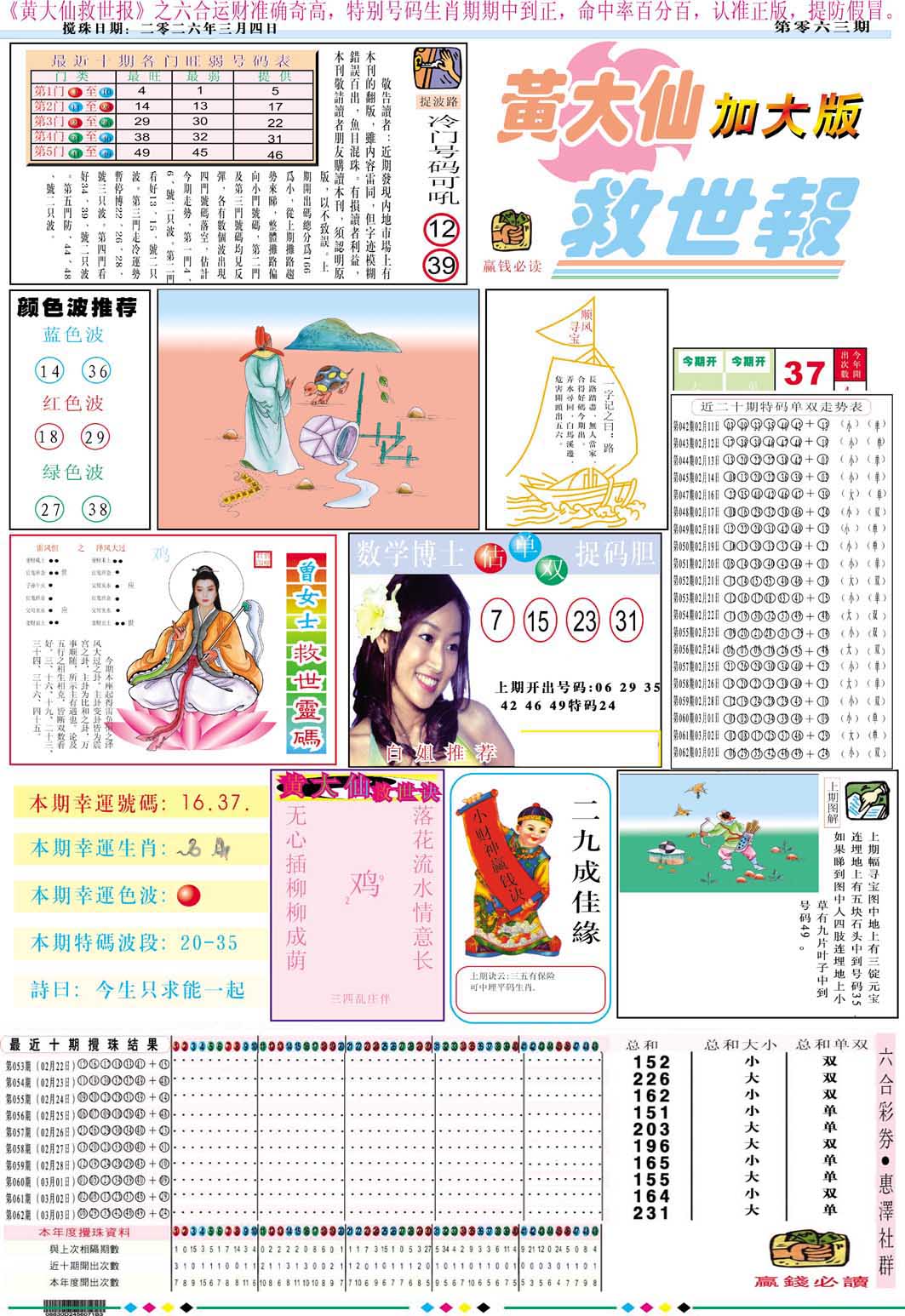 063期黄大仙救世A加大版[图]
