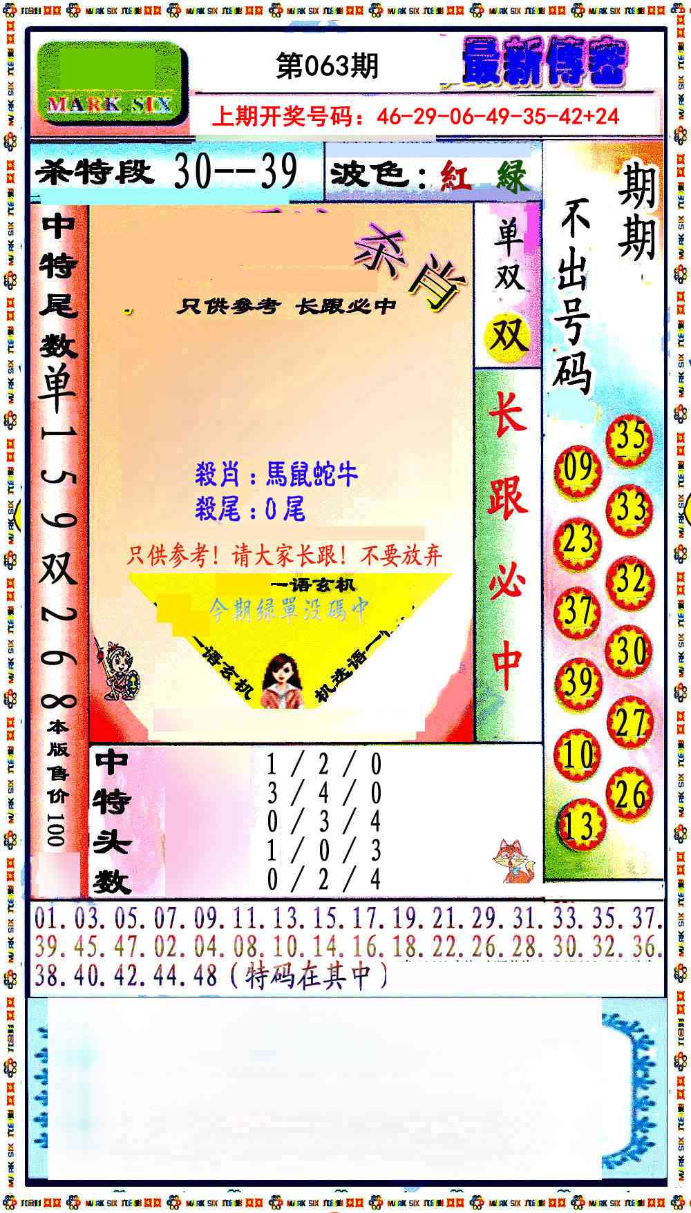 063期最新传密绝杀6肖[图]