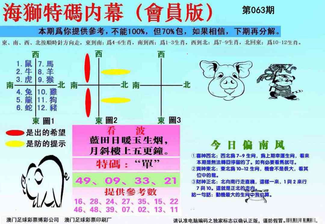 063期海狮特码会员报[图]