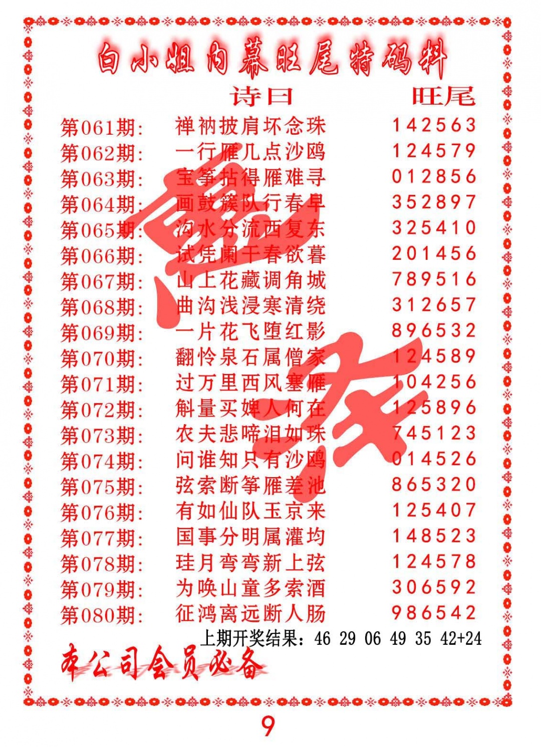 063期内幕旺尾特码料[图]