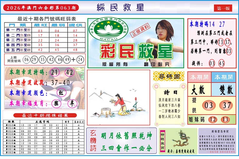 063期彩民救星A[图]