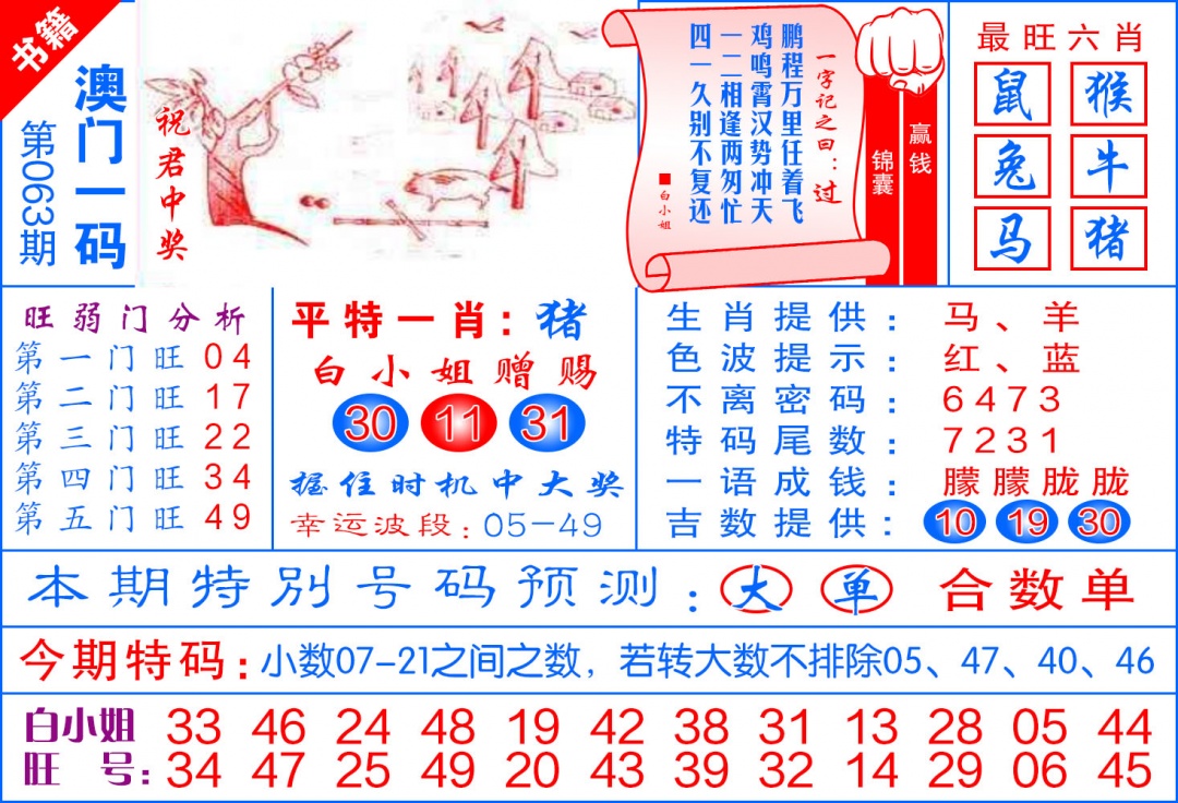 063期澳门飞龙宝典[图]