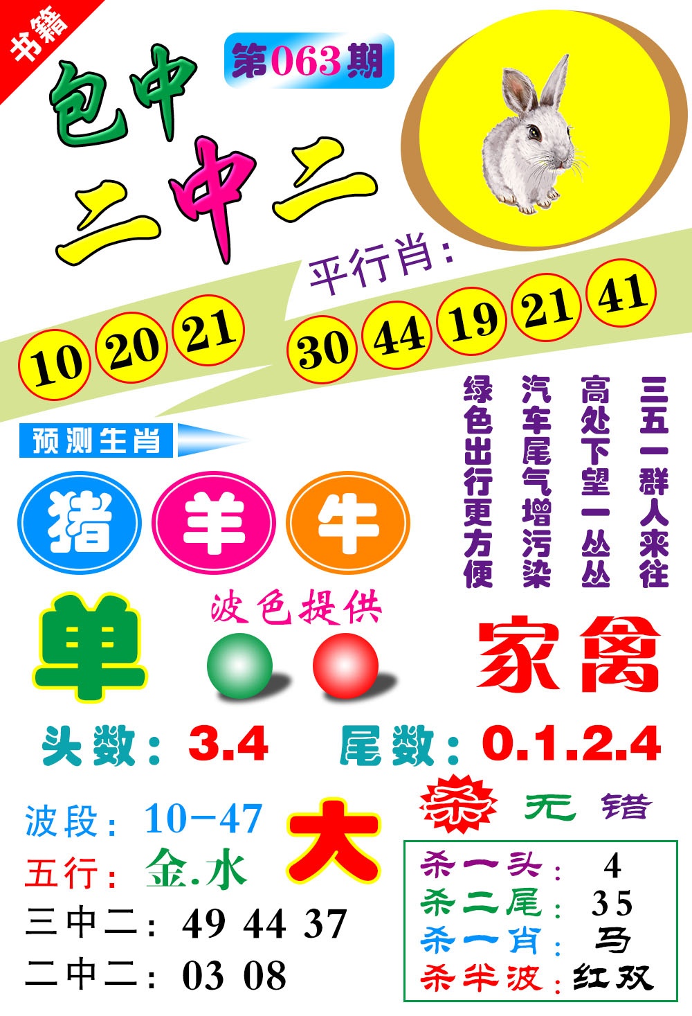063期澳门预测生肖[图]