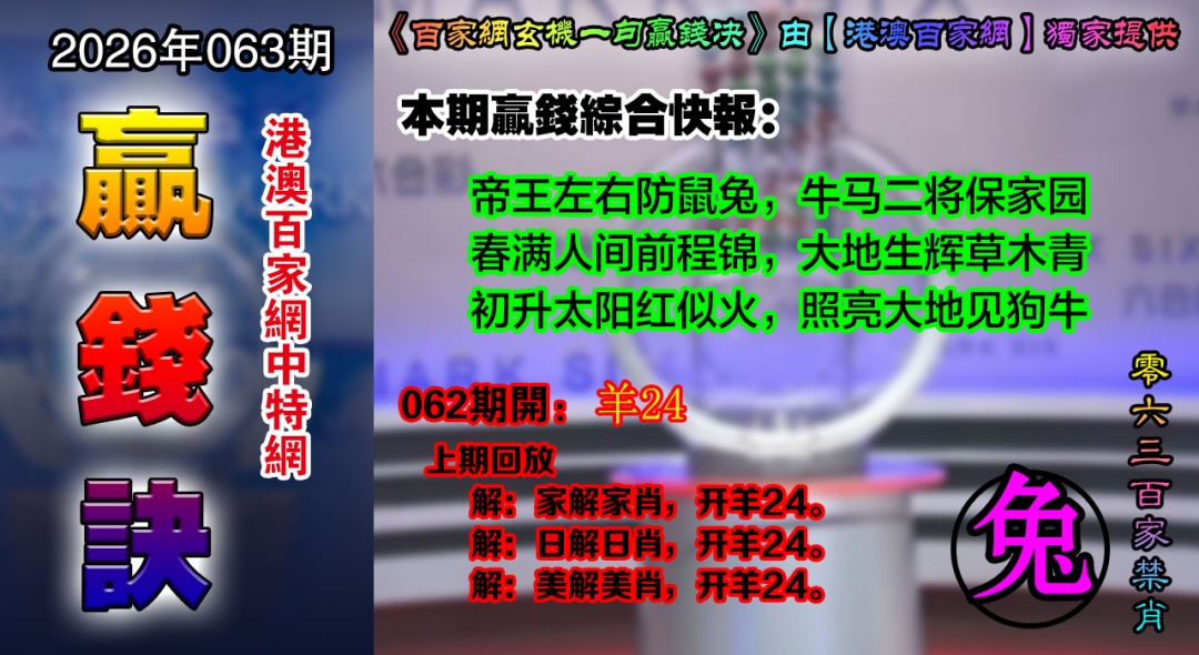 063期百家赢钱决[图]