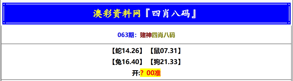 063期赌神四肖八码[图]