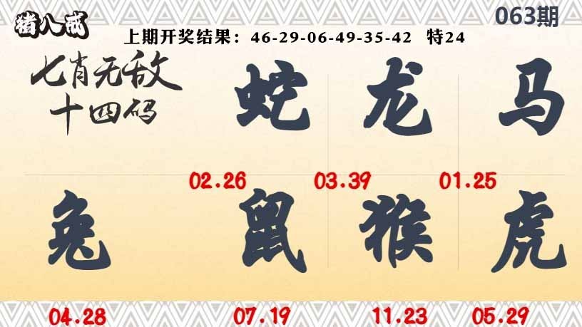 063期七肖无敌14码[图]